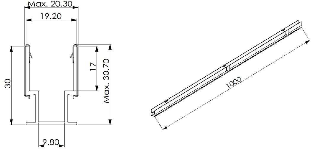 3 型，戶外應用 AL#1m（1 米鋁型材，帶 10 個鋁型材，帶 10 個鋁型材，含編號型，PC夾子