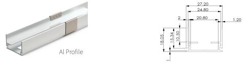 類型 2，室外應用 AL 型材（每件 1 米，可切割至所需長度） 
